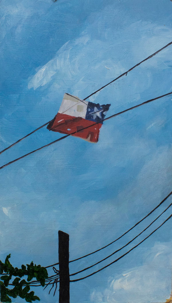 Aracelly Amigo Viva Chile, 2021 Oil on MDF 31 x 14 cm