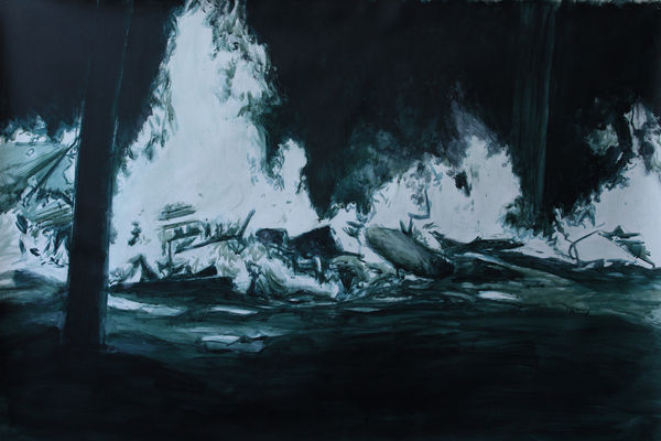 Johans Peñaloza Ensamblaje Territorial n°8, 2019 Acrylic on canvas 76 x 107 cm