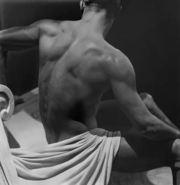 George Hoyningen-Huene, Male Back Study with White Drapery, 1930