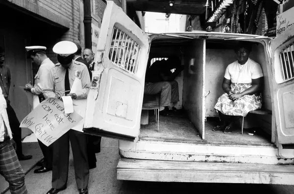 Bruce Davidson, Untitled, Time of Change (Protesters in Police Van, Alabama), 1963