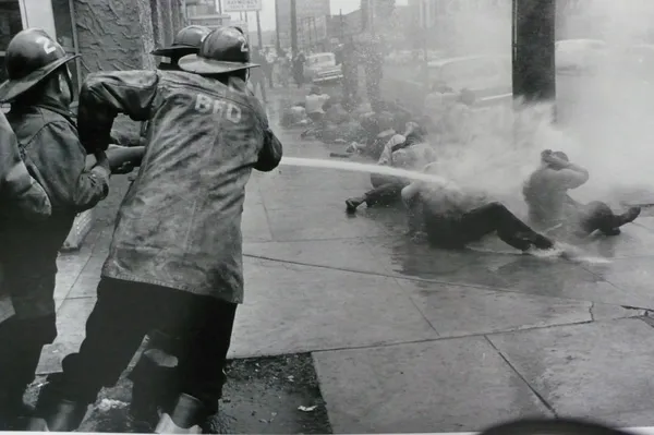 Charles Moore, Birmingham Fire Department with Hoses, 1963