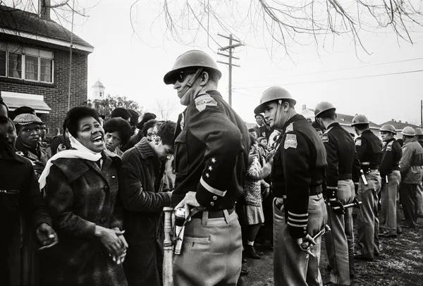 Steve Schapiro, Demonstrator and Troopers, Selma, 1965