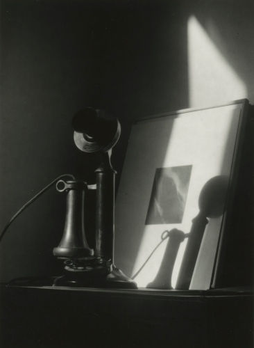 Dorothy Norman, An American Place - 1930s, Phone, Shadow, Stieglitz Equivålent in Background, c. 1930