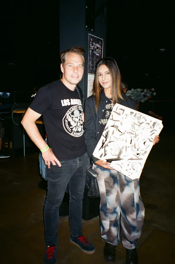 Shepard Fairey and Jaki Doyka at Echoplex for "Defend LA: A Show to Benefit The Coalition for Humane Immigrant Rights" 6.16.25 (Echo Park, CA USA)