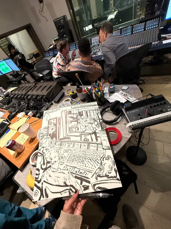 Stanley Clarke, Marlon Martinez, and Christian Amonson at Evergreen Studios with The Marlonius Jazz Orchestra 7.9.25 (Burbank, CA USA)