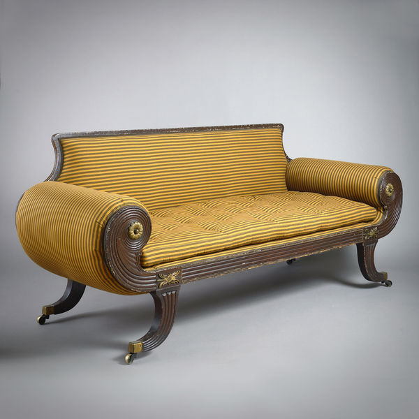 REGENCY GRAINED AND BRASS-MOUNTED SOFA