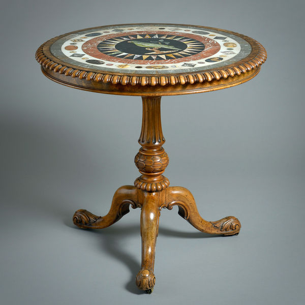 WILLIAM IV PIETRA DURA AND WALNUT CENTRE TABLE