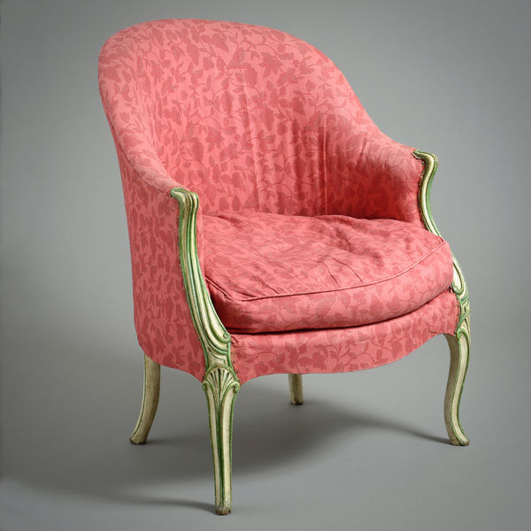 GEORGE III GREEN-AND-WHITE PAINTED BERGÈRE IN THE MANNER OF THOMAS CHIPPENDALE