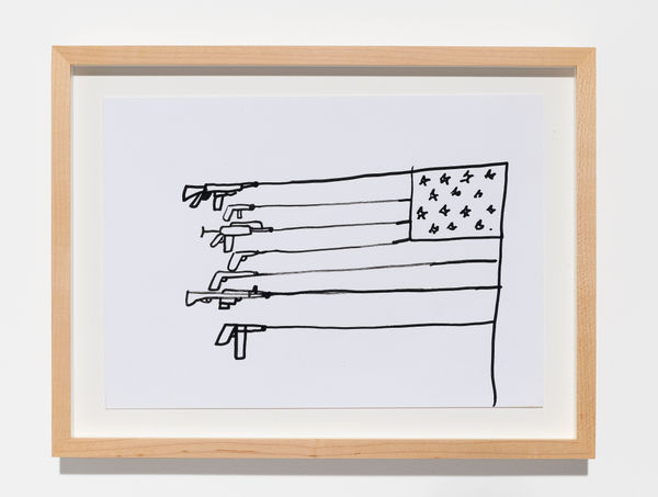 Dan Perjovschi, Gun Flag, 2020