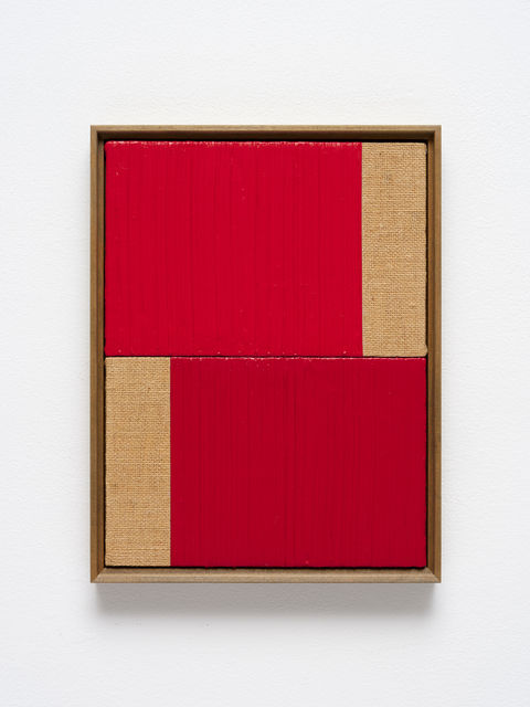 Johnny Abrahams Untitled (Red III), 2021 Acrylic and oil on burlap 41 x 31 cm