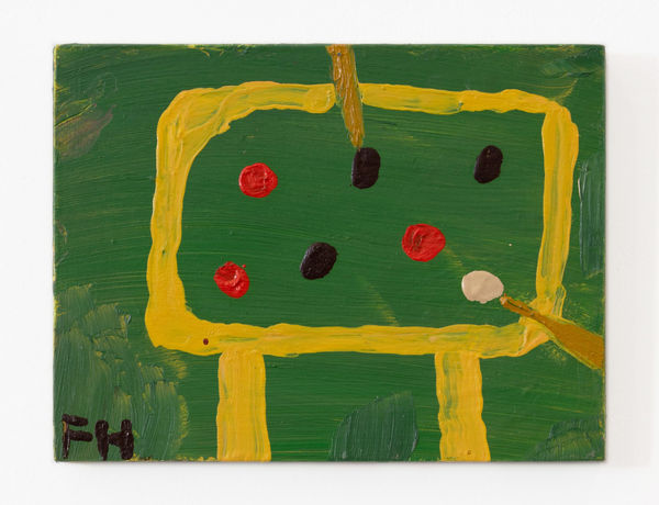 Florence Hutchings Two Players Game, 2023 Oil paint on board 15 x 20 cm