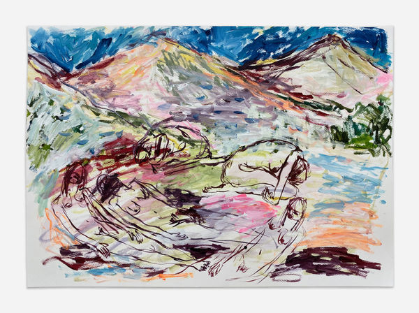 Kim Booker no-man's-land, 2023 Acrylic on 300gsm Fabriano paper in oak frame 50 x 70 cm