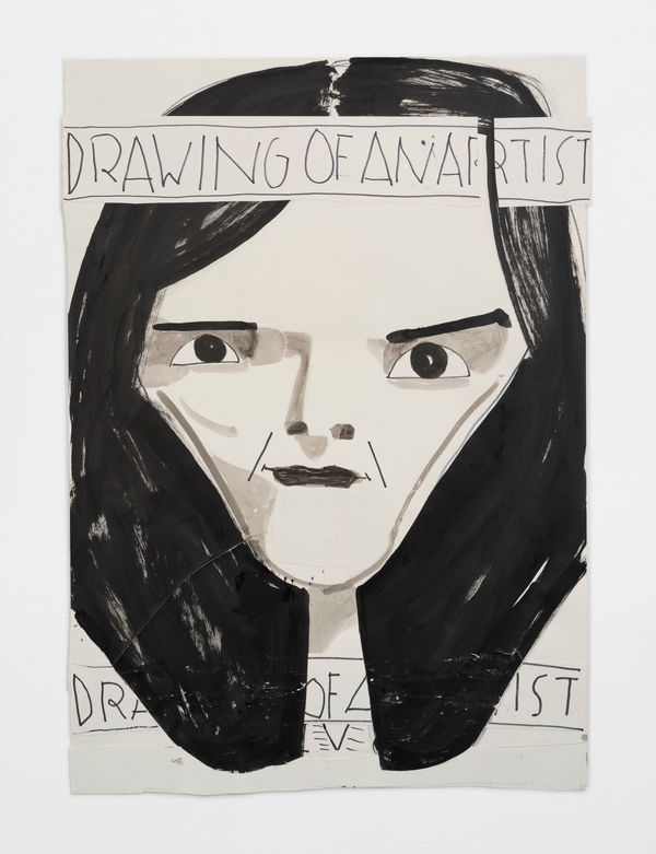 Rose Wylie Drawing of an Artist, 2014 Ink and collage on paper 84.5 x 59.4 cm