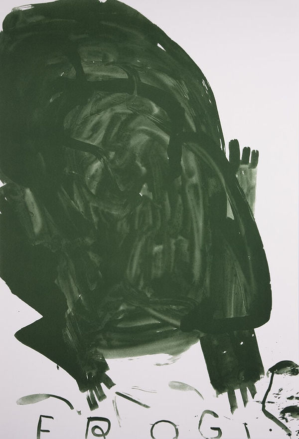 Rose Wylie Frog, green Lithograph on off-white somerset paper 86.7 x 58.5 cm