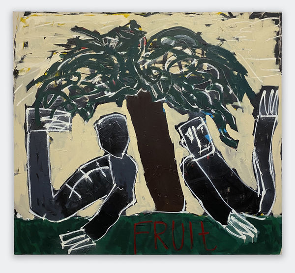 Bob Baxter Fruit, 2021 Acrylic, spray paint and charcoal on canvas 200 x 220 cm