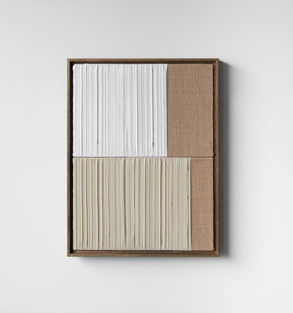 Johnny Abrahams Untitled (White), 2021 Acrylic and oil on burlap 41 x 31 cm