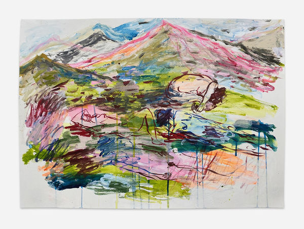 Kim Booker no-man's-land, 2023 Acrylic on 300gsm Fabriano paper in oak frame 50 x 70 cm