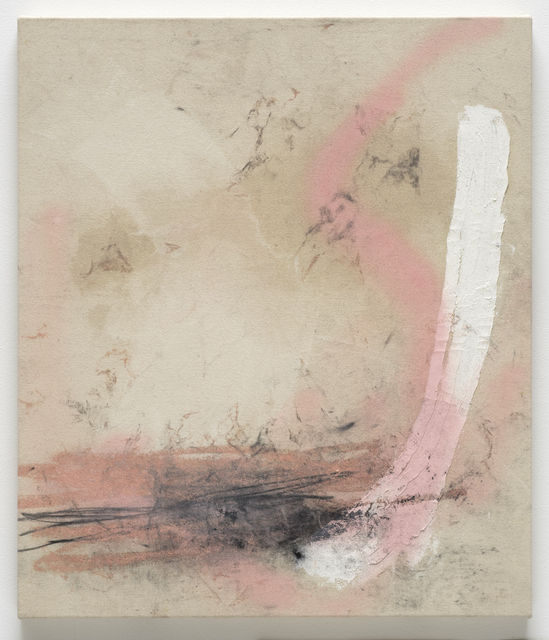 Jenny Brosinski Sweeter than a cherry pie, 2018 Oil, olive oil, spray paint, charcoal and chlorine on canvas 70 x 60 cm