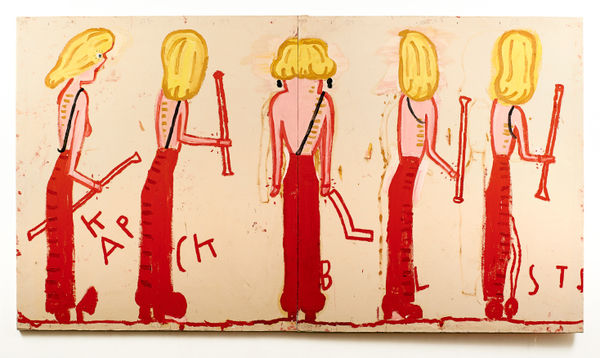 Rose Wylie NK (Syracuse Line-Up), 2014 Oil on canvas 185 x 333 cm