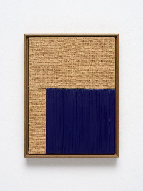 Johnny Abrahams Untitled (Blue IX), 2021 Acrylic and oil on burlap 41 x 31 cm