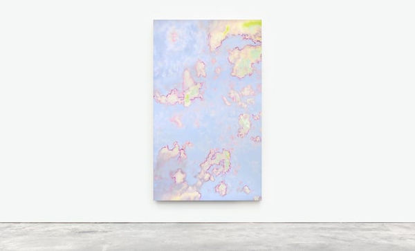 Martine Poppe Today , 2022 Oil on polyester restoration fabric and textiles 200 x 120 cm