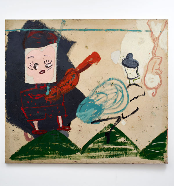 Rose Wylie Titian Tableau (Wolly Hat), 2016 Oil on canvas 183 x 203 cm
