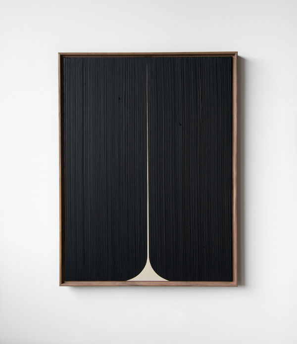 Johnny Abrahams Untitled, Black, 2021 Acrylic and oil on burlap 24 1/8 x 18 1/8 in 61 x 46 cm