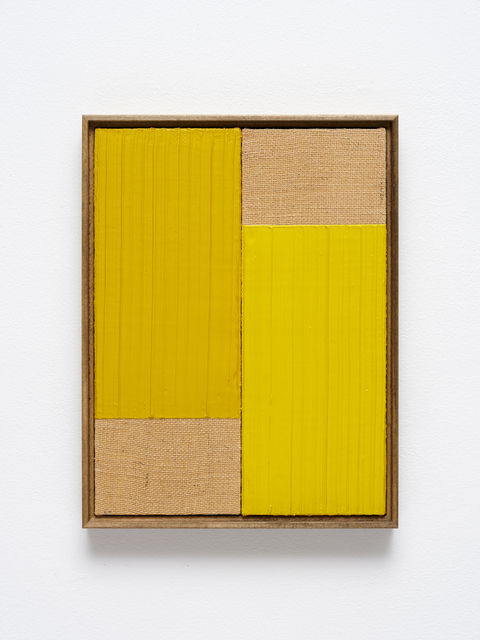 Johnny Abrahams Untitled (Yellow VII), 2021 Acrylic and oil on burlap 41 x 31 cm