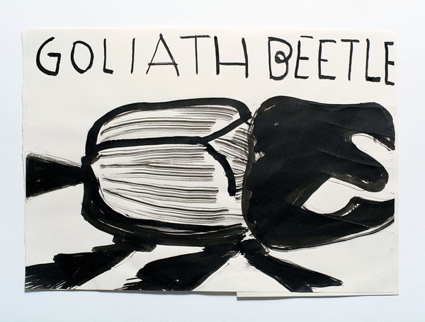 Rose Wylie Goliath, 2014 Ink and collage on paper 59.5 x 55.5 cm