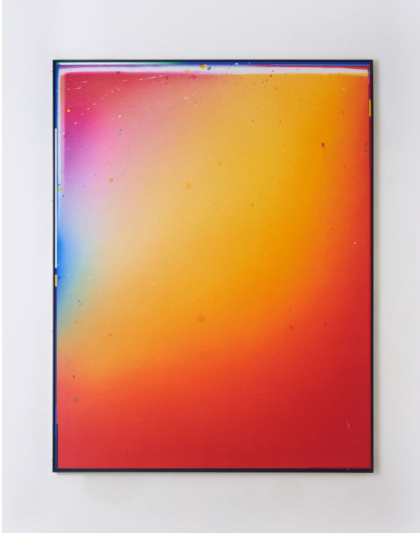 Ben Edmunds For the rest of my life I will wait for you there, 2023 Fabric dye and acrylic on canvas with carbon fibre frame 180 x 140 cm