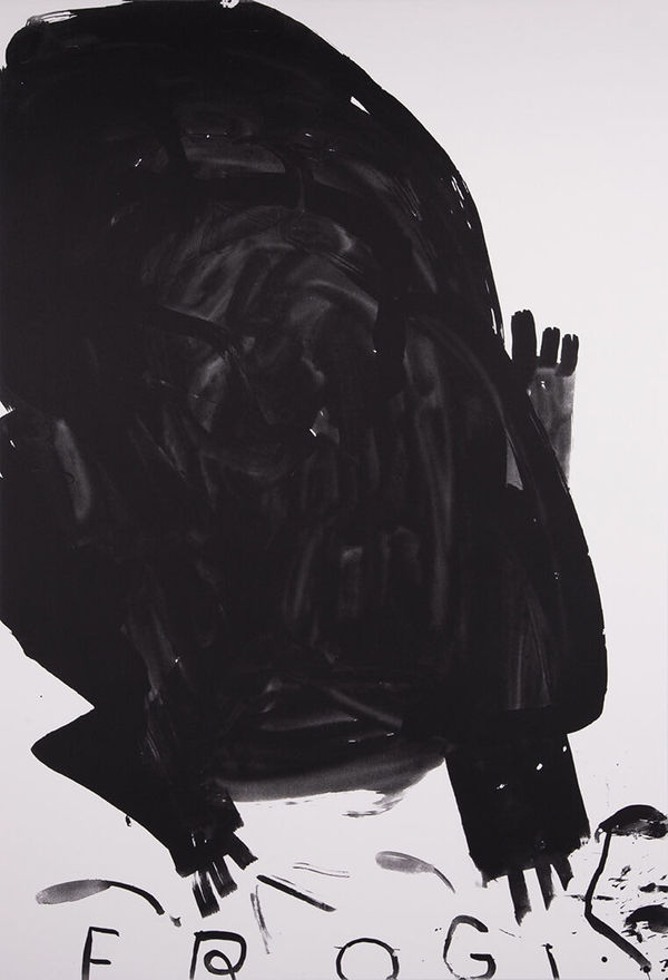 Rose Wylie Frog, black, 2017 Lithograph on off-white somerset paper 86.7 x 58.5 cm