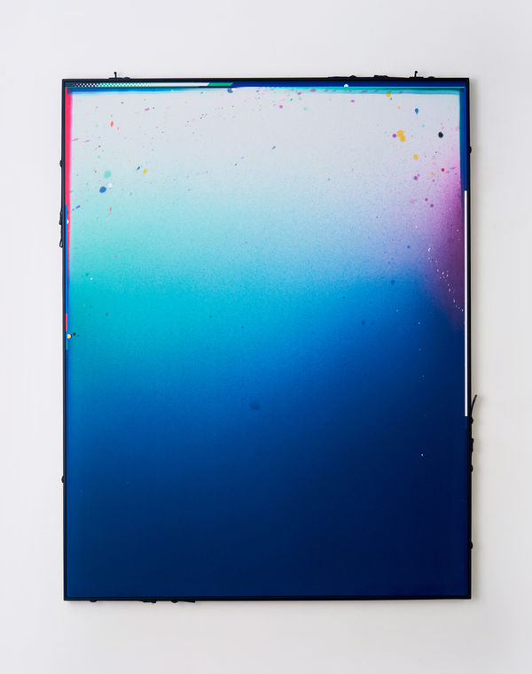 Ben Edmunds The path from now to never, 2023 Fabric dye and acrylic on canvas with carbon fibre frame 180 x 140 cm