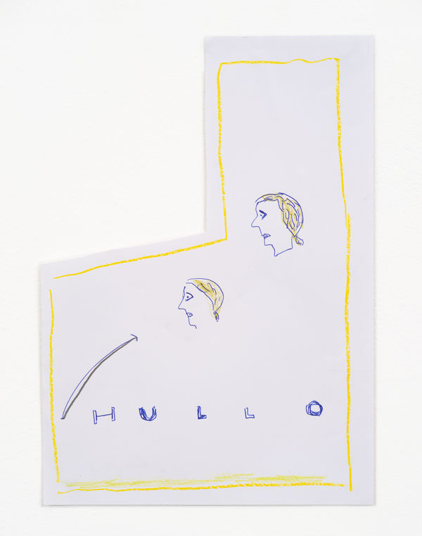 Rose Wylie Hullo heads, 2017 Coloured pencil and biro on paper 29.6 x 21 cm