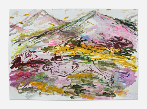 Kim Booker no-man's-land, 2023 Acrylic on 300gsm Fabriano paper in oak frame 50 x 70 cm