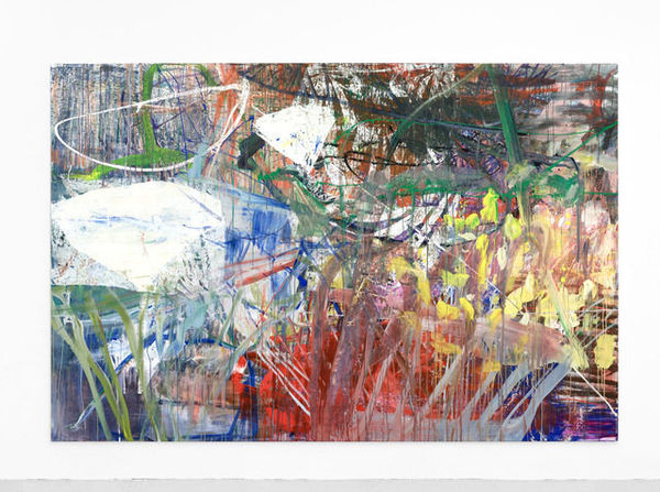 Ina Gerken Maybe late summer, 2021 Acrylic and silk paper on canvas 200 x 300 cm