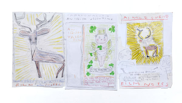 Rose Wylie Julieta (Film Notes), 2016 Pen, coloured pencil and collage on paper 30 x 63.5 cm