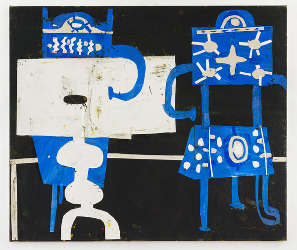 Florence Hutchings The Garden Table at Night, 2023 Oil and collage on canvas 110 x 130 cm