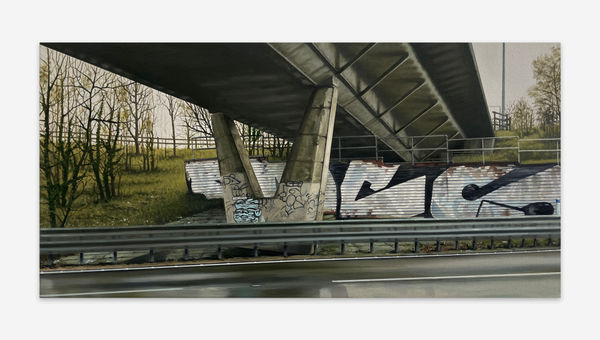 Jen Orpin Shifting The View, 2024 Oil on canvas 30 x 60 cm