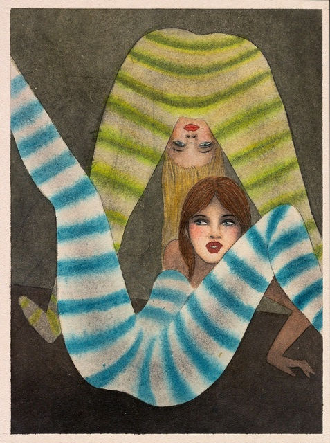 Corinne von Lebusa Wer rein kommt is drin, 2018 Mixed media on cardboard 40 x 30 cm