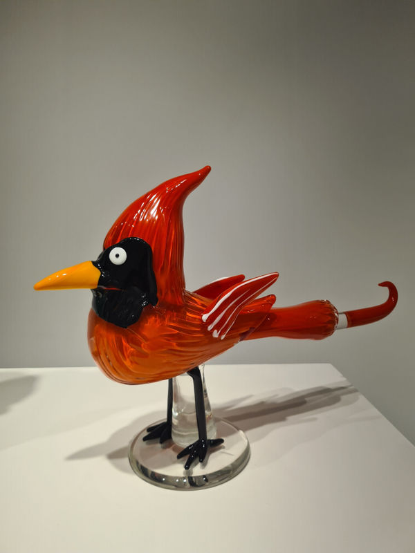 Rose Wylie Red Cardinal , 2022 Coloured hand blown glass 35 x 55 x 11.5 cm