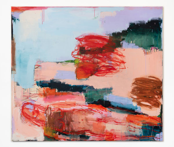 Kim Booker Lying Figure (Red), 2022 Acrylic and charcoal on canvas 160 x 180 cm