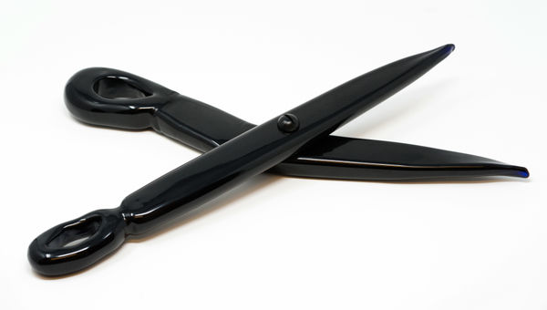 Rose Wylie Long Scissor, Black, 2017 Coloured hand blown glass 4 x 30 x 18 cm