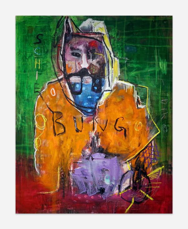 Alexander Dik Schiebung , 2024 Oil, pigments, spraypaint on linen 190 x 150 cm