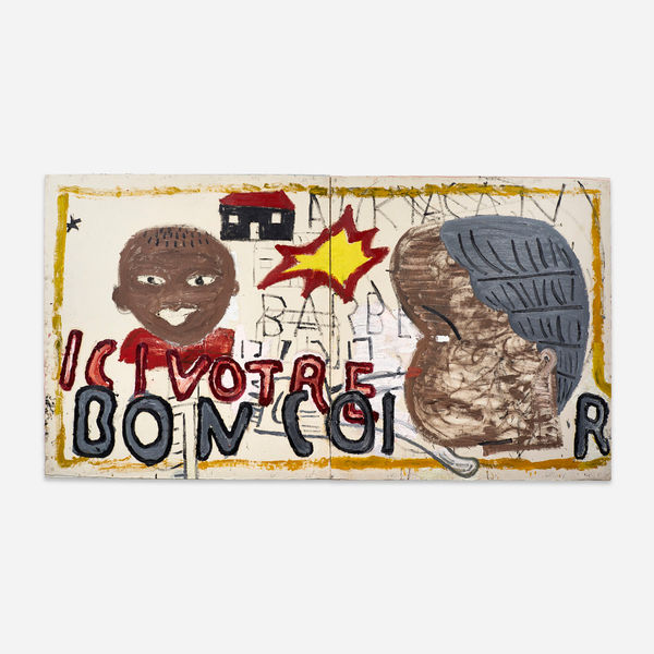 Rose Wylie African Barber Shop Sign, 2016 Oil on canvas 183 x 341 cm