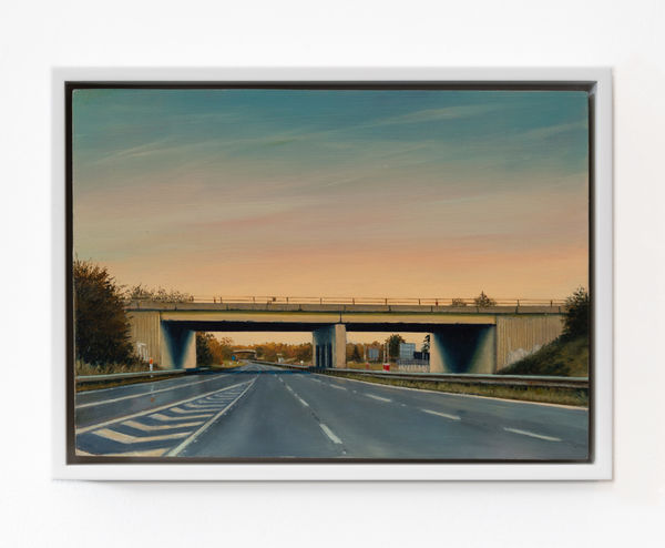 Jen Orpin Pink Sky Drive, 2023 Oil on cradled panel 14.7 x 20.6 cm