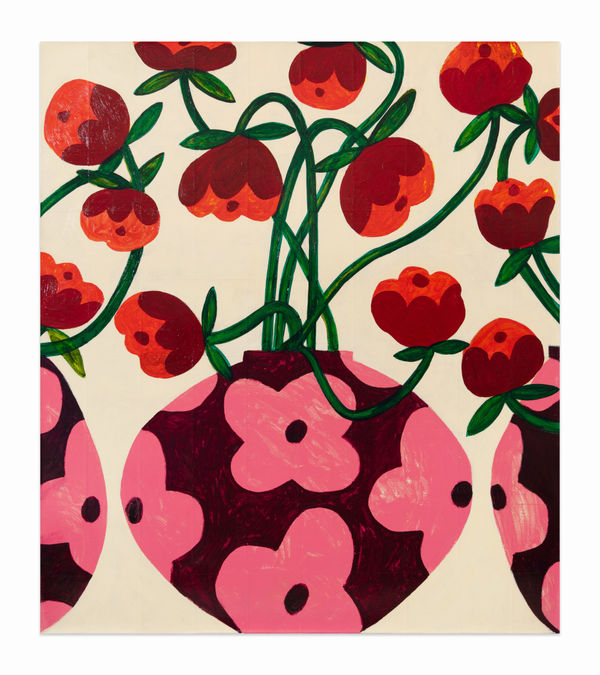 Galina Munroe Pink vase study, 2023 Oil and collage on canvas 160 x 140 cm