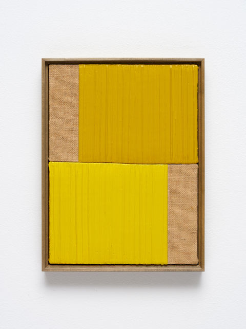 Johnny Abrahams Untitled (Yellow IV), 2021 Acrylic and oil on burlap 41 x 31 cm