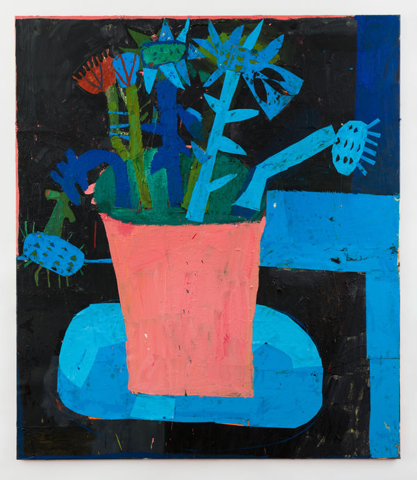 Florence Hutchings Sun-dried Flowers (Blue), 2023 Oil and collage on canvas 150 x 130 cm