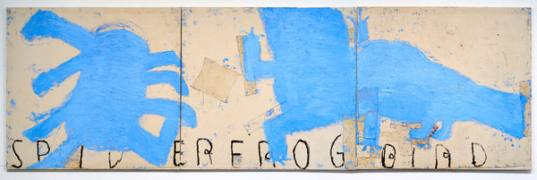 Rose Wylie Spider Frog & Bird, 2015 Oil on canvas 170 x 549 cm