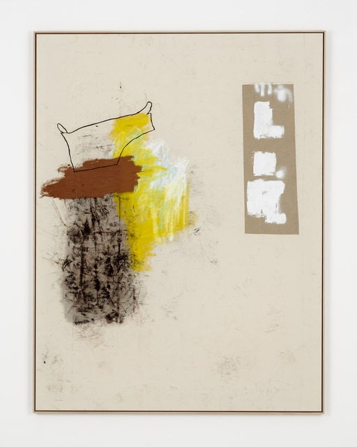 Jenny Brosinski I be movin on, 2020 Oil, oilstick, olive oil, fabric, spraypaint, charcoal 200 x 152 cm